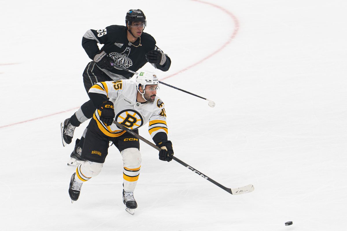 Los Angeles Kings right wing Quinton Byfield (55) goes on the defensive during an NHL game against the Boston Bruins, Saturday, Oct. 17, 2026, in Los Angeles, California. Los Angeles Kings right wing Quinton Byfield (55) goes on the defensive during an NHL game against the Boston Bruins, Saturday, Oct. 17, 2026, in Los Angeles, California.