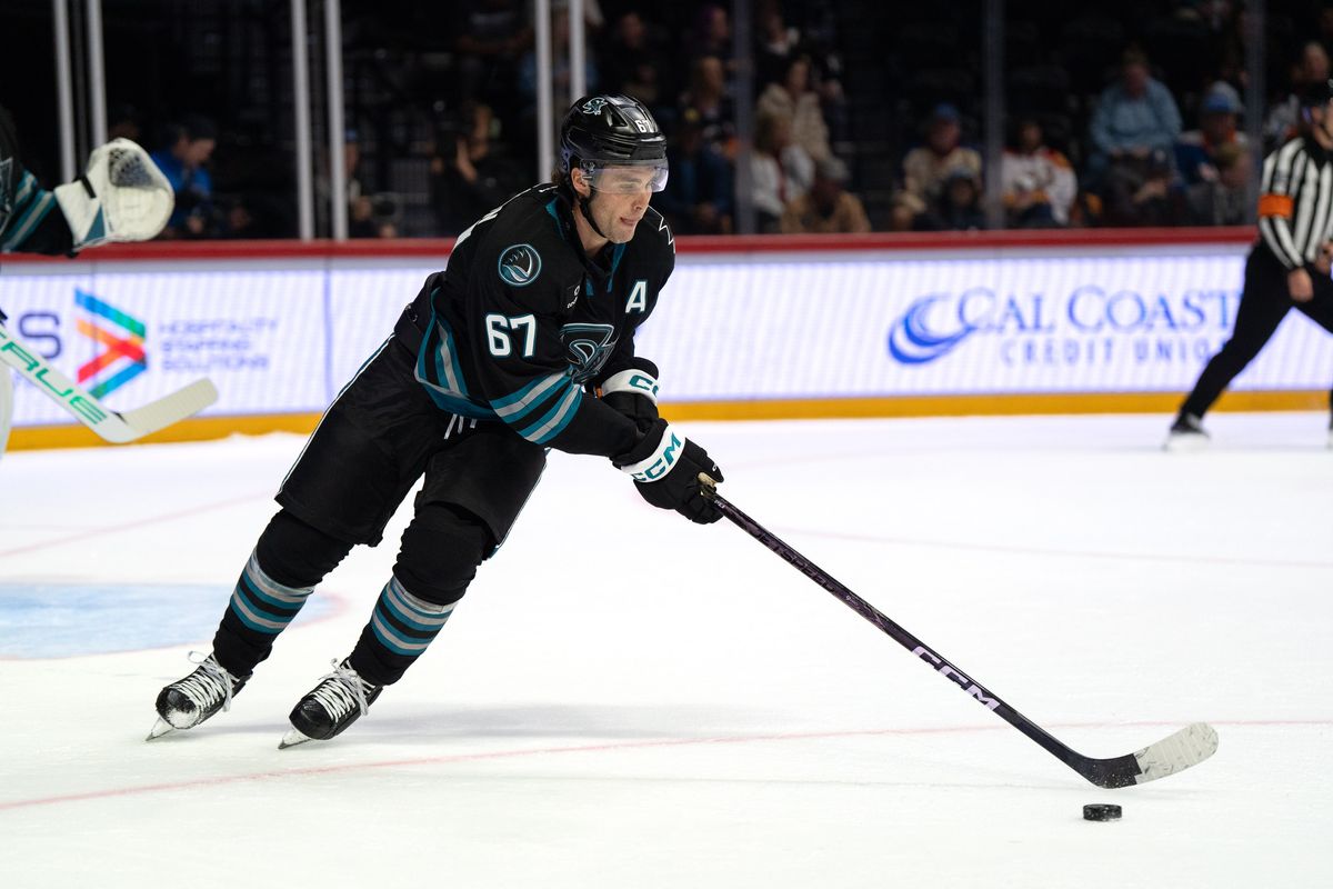 Barracuda defenseman Roland McKeown (67) skates up the rink during an AHL hockey game against the Gulls, Saturday October 24, 2026 in San Diego, California. Barracuda defenseman Roland McKeown (67) skates up the rink during an AHL hockey game against the Gulls, Saturday October 24, 2026 in San Diego, California.
