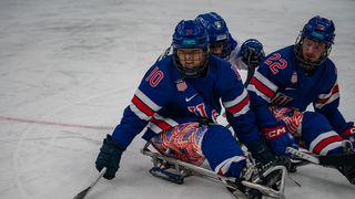United States stays unbeaten, tops China 7-1 to reach Paralympic para ice hockey semifinals taken at Milano Santagiulia Ice Hockey Arena (Olympics). Photo by Kim Montuoro - The Sporting Tribune