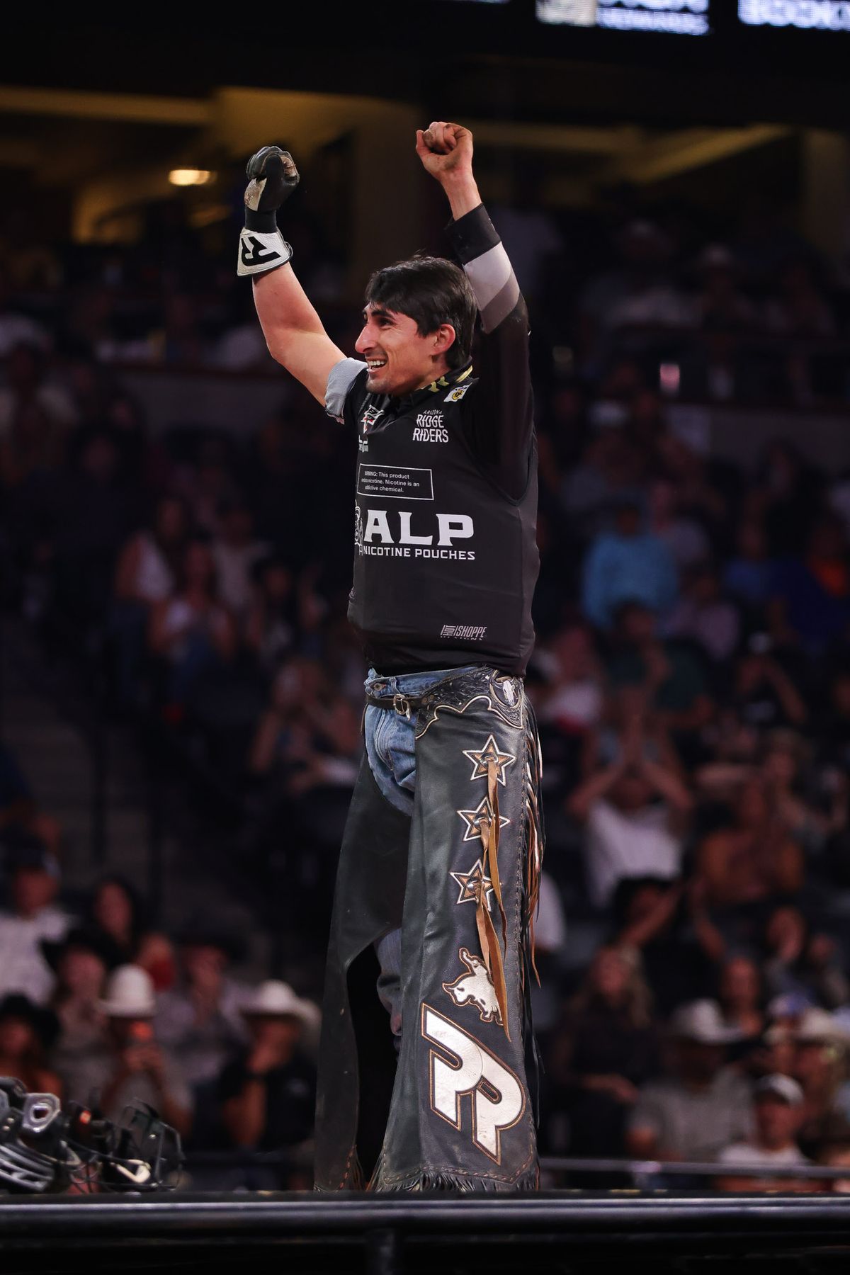 Arizona Ridge Riders Vitor Manoel Dias celebrates during day 2 of the PBR Teams Series Saturday September 12th, 2026 at Honda Center in Anaheim, Calif. Arizona Ridge Riders Vitor Manoel Dias celebrates during day 2 of the PBR Teams Series Saturday September 12th, 2026 at Honda Center in Anaheim, Calif.