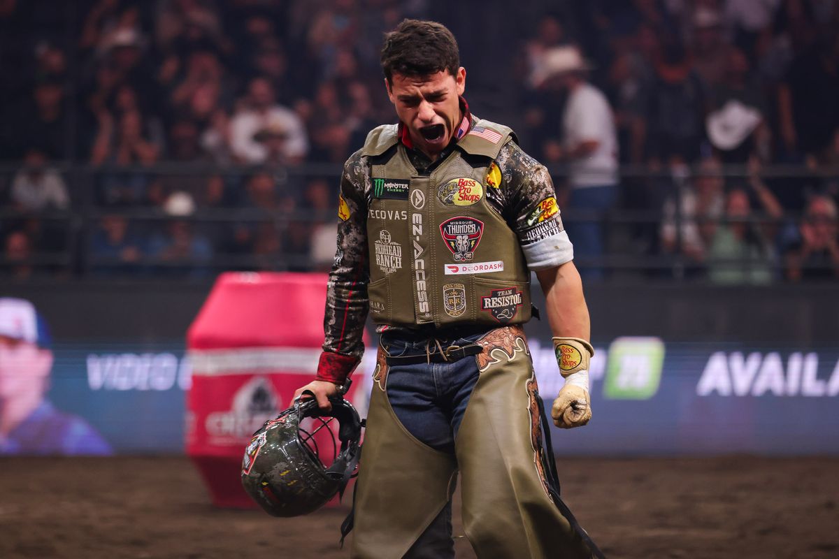 Missouri Thunder Felipe Furlan celebrates during day 2 of the PBR Teams Series Saturday September 12th, 2026 at Honda Center in Anaheim, Calif. Missouri Thunder Felipe Furlan celebrates during day 2 of the PBR Teams Series Saturday September 12th, 2026 at Honda Center in Anaheim, Calif.