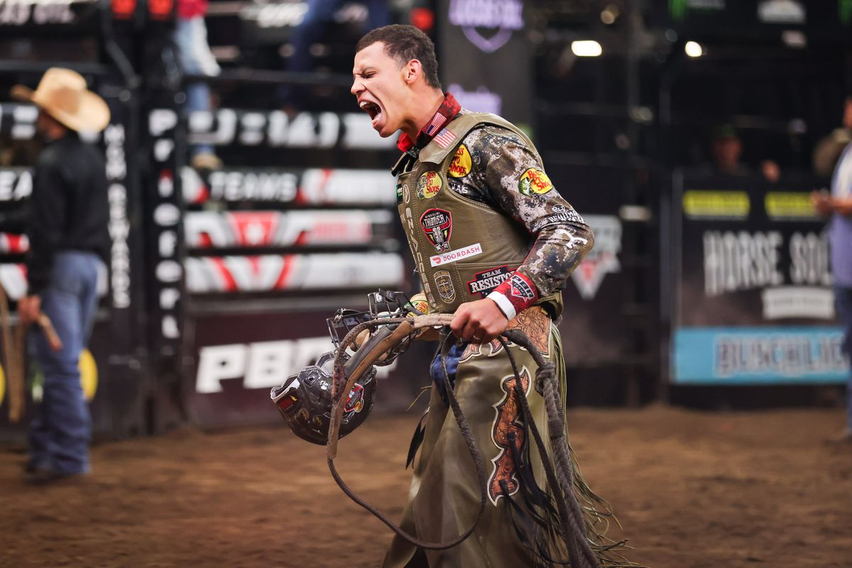Missouri Thunder Julio Cesar Marques celebrates during day 3 of the PBR Teams Series Sunday September 13th, 2026 at Honda Center in Anaheim, Calif. Missouri Thunder Julio Cesar Marques celebrates during day 3 of the PBR Teams Series Sunday September 13th, 2026 at Honda Center in Anaheim, Calif.
