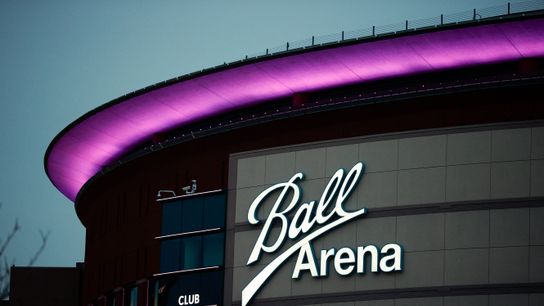 The exterior of Ball Arena The exterior of Ball Arena