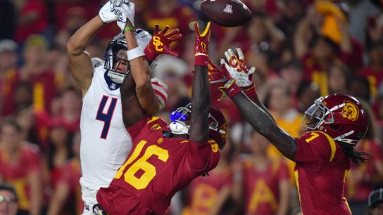 “Stayed down": Prophet Brown remains humble after securing first career interception in USC's 39-0 blowout taken at Los Angeles Memorial Coliseum (USC). Photo by Mandatory Credit: Gary A. Vasquez-USA TODAY Sports