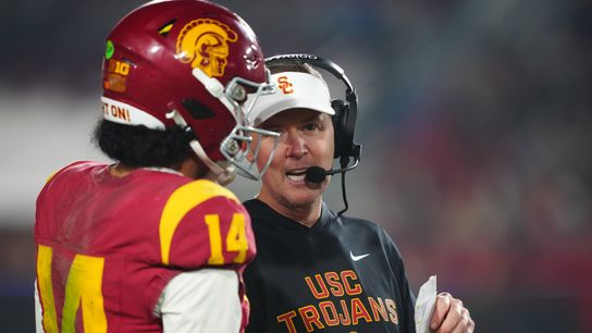 Trojan Notebook: Jayden Maiava discusses young playmakers, how to limit turnovers, and more taken at Bloom Football Performance Center (USC). Photo by Kirby Lee-Imagn Images