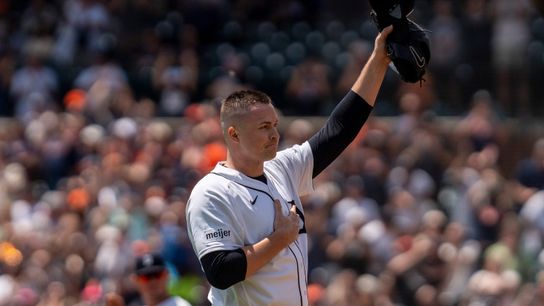 Detroit Tigers starting pitcher Tarik Skubal tips his hat to the fans after delivering his 1,000 strikeout against the Baltimore Orioles during the first inning at Comerica Park in Detroit on Wednesday, July 29, 2026. Detroit Tigers starting pitcher Tarik Skubal tips his hat to the fans after delivering his 1,000 strikeout against the Baltimore Orioles during the first inning at Comerica Park in Detroit on Wednesday, July 29, 2026.