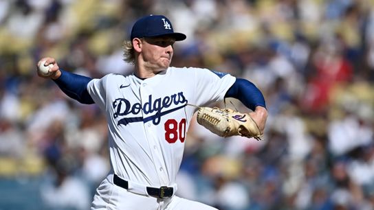 Aug 2, 2026; Los Angeles, California, USA; Los Angeles Dodgers pitcher Emmet Sheehan (80) throws during the first inning against the Boston Red Sox at Dodger Stadium. Aug 2, 2026; Los Angeles, California, USA; Los Angeles Dodgers pitcher Emmet Sheehan (80) throws during the first inning against the Boston Red Sox at Dodger Stadium.