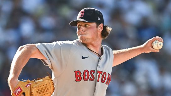 Aug 2, 2026; Los Angeles, California, USA; Boston Red Sox starting pitcher Jake Bennett (64) throws a pitch against the Los Angeles Dodgers during the fourth inning at Dodger Stadium. Aug 2, 2026; Los Angeles, California, USA; Boston Red Sox starting pitcher Jake Bennett (64) throws a pitch against the Los Angeles Dodgers during the fourth inning at Dodger Stadium.