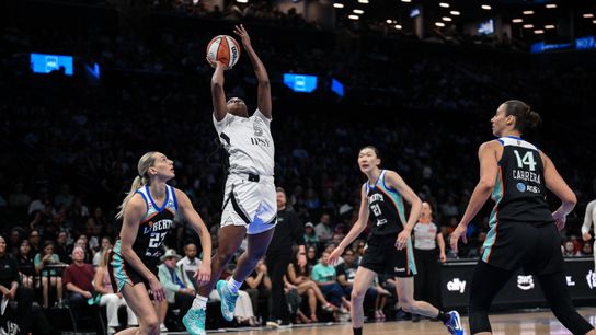 Aces’ loss to Liberty reveals flaw that could put a dent in back-to-back hopes taken at Barclays Center (Las Vegas Aces). Photo by John Jones-Imagn Images via Reuters Connect