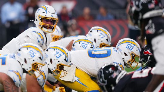Slaughter, Taylor shine on retooled Chargers' o-line taken at Reliant Stadium (Los Angeles Chargers). Photo by Thomas Shea-Imagn Images