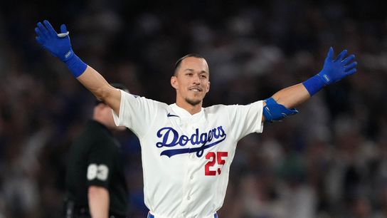 Edman delivers walk-off as Dodgers lose Pages to hand fracture taken at Dodger Stadium (Los Angeles Dodgers). Photo by Kirby Lee-Imagn Images