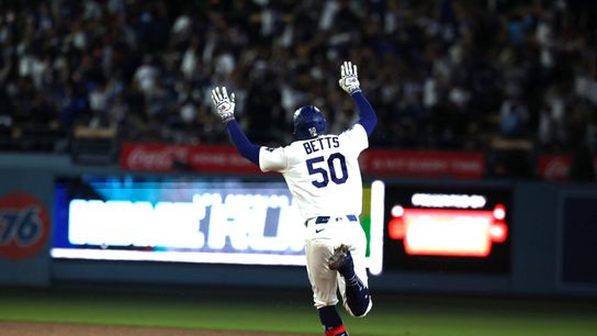 Mookie Betts delivers as Dodgers sweep Nationals taken at Dodger Stadium (Los Angeles Dodgers). Photo by William Navarro-Imagn Images