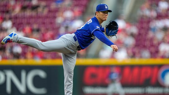 Yamamoto leads the way with dominant outing against Reds taken at Great American Ball Park (Los Angeles Dodgers). Photo by Sam Greene/The Enquirer / USA TODAY NETWORK via Imagn Images