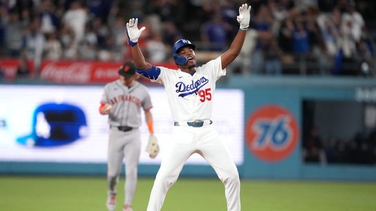 Josue De Paula says he'll "shut a lot of people up" with his defense taken at Dodger Stadium (Los Angeles Dodgers). Photo by Kirby Lee-Imagn Images