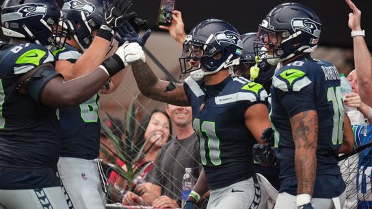 Seattle Seahawks receiver Jaxon Smith-Njigba (11) celebrates a touchdown against the Arizona Cardinals at State Farm Stadium in Glendale on Sept. 20, 2026. Seattle Seahawks receiver Jaxon Smith-Njigba (11) celebrates a touchdown against the Arizona Cardinals at State Farm Stadium in Glendale on Sept. 20, 2026.