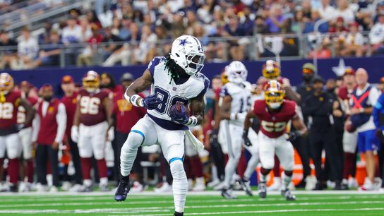 Sep 20, 2026; Arlington, Texas, USA; Dallas Cowboys wide receiver Ceedee Lamb (88) runs with the ball during the game against the Washington Commanders at AT&T Stadium. Sep 20, 2026; Arlington, Texas, USA; Dallas Cowboys wide receiver Ceedee Lamb (88) runs with the ball during the game against the Washington Commanders at AT&T Stadium.