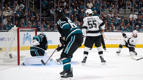 Oct 3, 2026; San Jose, California, USA; Los Angeles Kings right wing Adrian Kempe (9) scores a goal against San Jose Sharks goaltender Yaroslav Askarov (30) during the first period at SAP Center at San Jose. Oct 3, 2026; San Jose, California, USA; Los Angeles Kings right wing Adrian Kempe (9) scores a goal against San Jose Sharks goaltender Yaroslav Askarov (30) during the first period at SAP Center at San Jose.