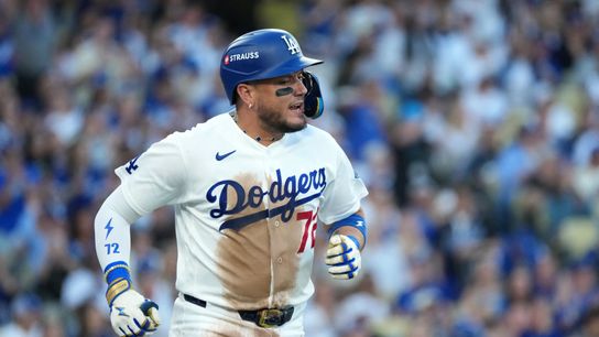Miguel Rojas announces retirement after Brewers sweep Dodgers in NLCS taken at Dodger Stadium (Los Angeles Dodgers). Photo by Kirby Lee-Imagn Images