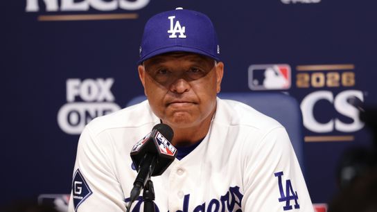 Oct 14, 2026; Los Angeles, California, USA; Los Angeles Dodgers manager Dave Roberts speaks in a press conference after game three of the NLCS for the 2026 MLB Playoffs against the Milwaukee Brewers at Uniqlo Field at Dodger Stadium.