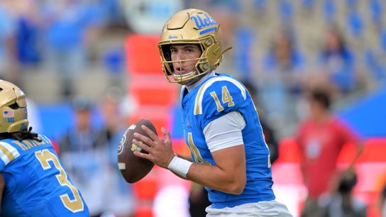 Oct 17, 2026; Pasadena, California, USA; UCLA Bruins quarterback Ty Dieffenbach (14) passes in the first half against the Wisconsin Badgers at the Rose Bowl. Oct 17, 2026; Pasadena, California, USA; UCLA Bruins quarterback Ty Dieffenbach (14) passes in the first half against the Wisconsin Badgers at the Rose Bowl.