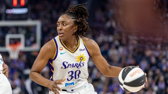 Ogwumike Reaches 7,500 Career Points Despite Tough Shooting Night taken Chase Center (Los Angeles Sparks). Photo by Robert Kupbens-Imagn Images