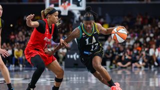 Erica Wheeler leads the way despite Sparks' late collapse against the Dream taken at Gateway Center Arena, College Park (Los Angeles Sparks). Photo by  Brett Davis-Imagn Images