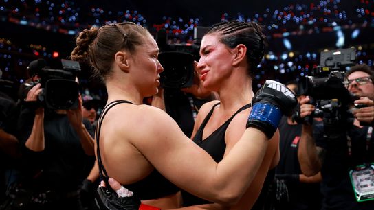 Rousey defeats Carano by armbar submission in 17 seconds taken at Intuit Dome (MMA)