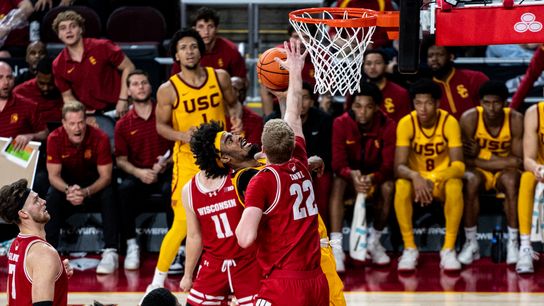 Wisconsin slows down 'Muss Bus' at Galen Center taken at Galen Center (USC)