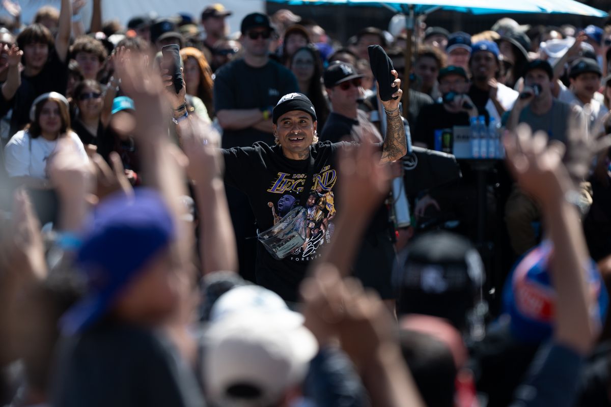 Skateboarding during SLS Takeover Saturday, April 4th, 2026 in Downtown Los Angeles Skateboarding during SLS Takeover Saturday, April 4th, 2026 in Downtown Los Angeles