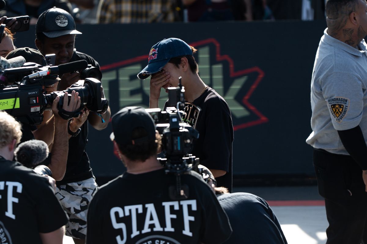 Juni Kang is in tears after winning the Men's Final during SLS Takeover Saturday, April 4th, 2026 in Downtown Los Angeles Juni Kang is in tears after winning the Men's Final during SLS Takeover Saturday, April 4th, 2026 in Downtown Los Angeles