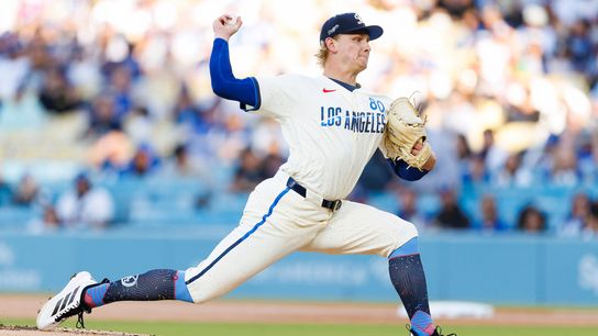 Emmet Sheehan #80 of the Los Angeles Dodgers pitches during the game against the Texas Rangers at Dodger Stadium on April 11, 2026 in Los Angeles, California. Emmet Sheehan #80 of the Los Angeles Dodgers pitches during the game against the Texas Rangers at Dodger Stadium on April 11, 2026 in Los Angeles, California.