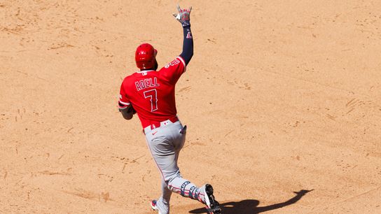 Jo Adell #7 of the Los Angeles Angels celebrates a home run during the game against the Los Angeles Dodgers at Dodger Stadium on June 7, 2026 in Los Angeles, California. Jo Adell #7 of the Los Angeles Angels celebrates a home run during the game against the Los Angeles Dodgers at Dodger Stadium on June 7, 2026 in Los Angeles, California.