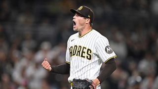 Mason Miller's next outing could make history; A look at the flame-thrower's dominance since arriving in San Diego taken in San Diego (San Diego Padres). Photo by Denis Poroy-Imagn Images