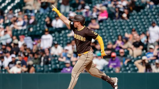 HOLY SHEETS! Five-run ninth lifts Padres in comeback win over Rockies (San Diego Padres). Photo by Isaiah J. Downing-Imagn Images