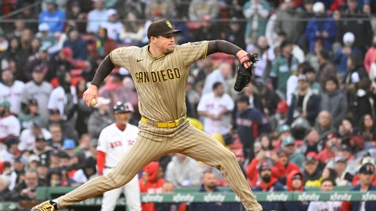 Apr 5, 2026; Boston, Massachusetts, USA; San Diego Padres relief pitcher Mason Miller (22) pitches against the Boston Red Sox during the ninth inning at Fenway Park. Mandatory Credit: Eric Canha-Imagn Images