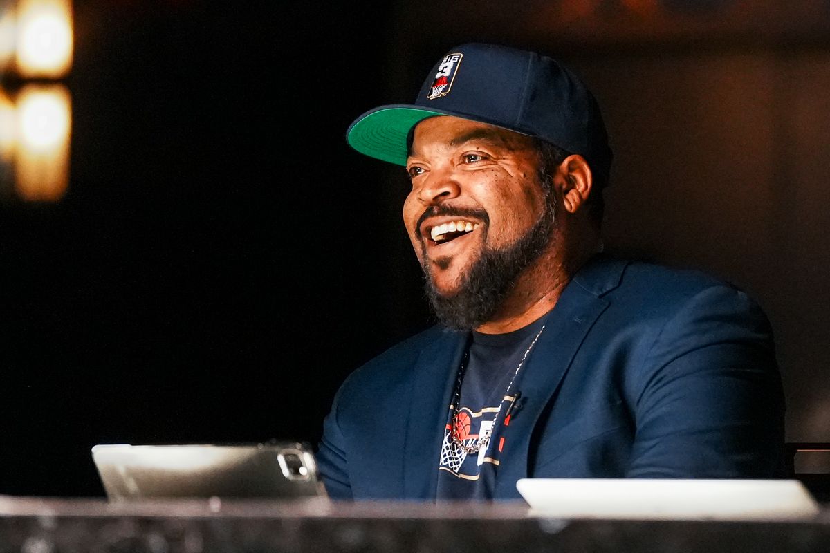 Ice Cube speaks at the Big3 draft on Thursday May 7, 2026 at Liv Nightclub in Las Vegas.