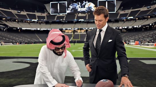 Seven ring king Tom Brady posts flex emoji at Raiders Death Star taken in Las Vegas (Las Vegas Raiders)