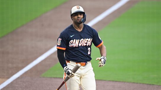 May 8, 2026; San Diego, California, USA; San Diego Padres shortstop Xander Bogaerts (2) walks back to the dugout after striking out during the first inning against the St. Louis Cardinals at Petco Park. Mandatory Credit: Denis Poroy-Imagn Images
