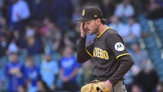 Canning's early exit, hitting woes lead to series loss for Padres in Milwaukee taken at American Family Field (San Diego Padres). Photo by Benny Sieu-Imagn Images