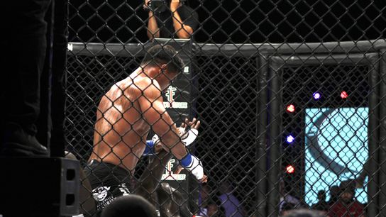 Valente throws punches from top mount to Curtis Millender in LXF 25 main event