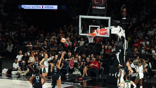 A’ja Wilson’s historic night caps off Aces completing season sweep of Storm taken at Michelob ULTRA Arena (Las Vegas Aces). Photo by RJ Forbus-The Sporting Tribune