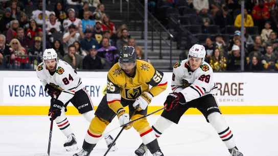End of Golden Knights homestand sees NHL return of Carter Hart against Blackhawks taken at T-Mobile Arena (Vegas Golden Knights)