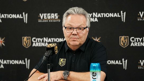 Kelly McCrimmon gives thoughts on Golden Knights’ trade deadline taken at T-Mobile Arena (Vegas Golden Knights). Photo by Kalin Sipes-The Sporting Tribune