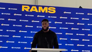 Jared Verse and the Rams defense focused on stopping Caleb Williams and Bears taken at Rams' Practice Facility (Los Angeles Rams). Photo by Dakayla Hawkins - The Sporting Tribune