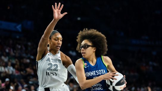 Aces narrowly avoid disaster to remain unbeaten in Commisioner’s Cup play taken at Michelob ULTRA Arena (Las Vegas Aces). Photo by DJ Cabanlong-The Sporting Tribune