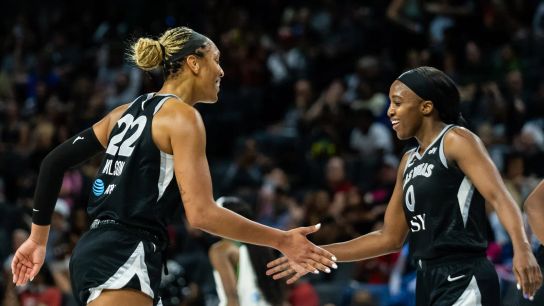 All-Star rosters split Aces on opposing sides taken in Las Vegas (Las Vegas Aces). Photo by DJ Cabanlong-The Sporting Tribune