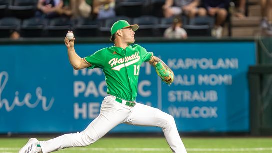 Hawai’i right-handed reliever Freddy Rodriguez throws a pitch to plate in a game against UC Davis on March 22, 2025.