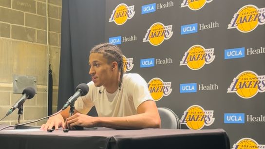Cameron Carr stands out in Lakers' California Classic loss to Golden State taken at Chase Center (Los Angeles Lakers). Photo by Justin Rosette - The Sporting Tribune