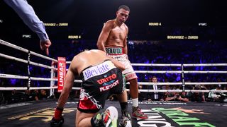 Benavidez, Munguia claim titles with dominant wins in Las Vegas taken at T-Mobile Arena (Boxing). Photo by Cris Esqueda/Golden Boy Promotions