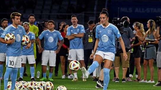 Jul 23, 2024; Columbus, Ohio, USA; Diana Ordonez of Houston Dash competes in the passing challenge during the 2024 MLS All-Star Skills Challenge at Lower.com Field.